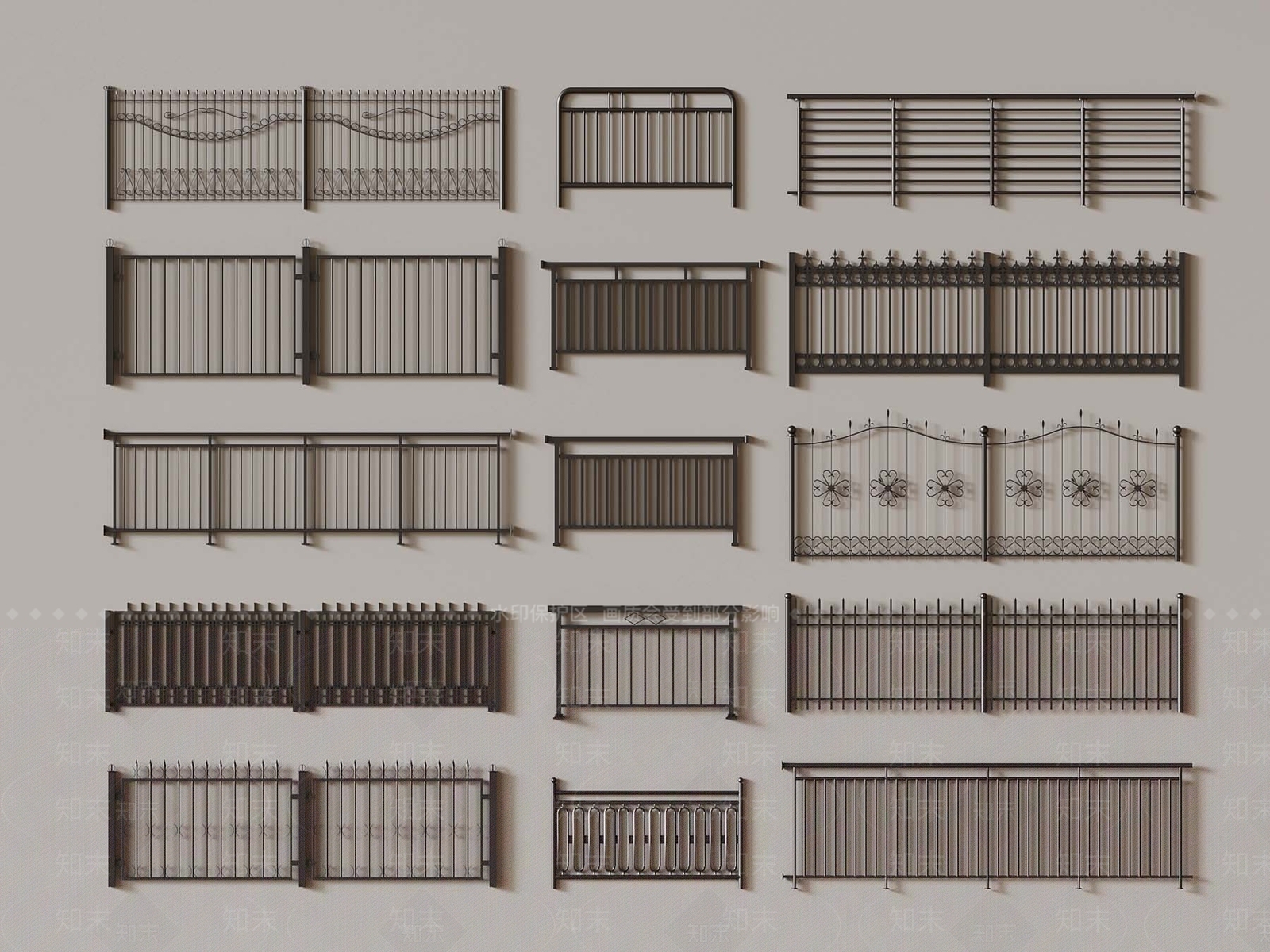 现代栏杆3D模型下载【ID:1182230867】