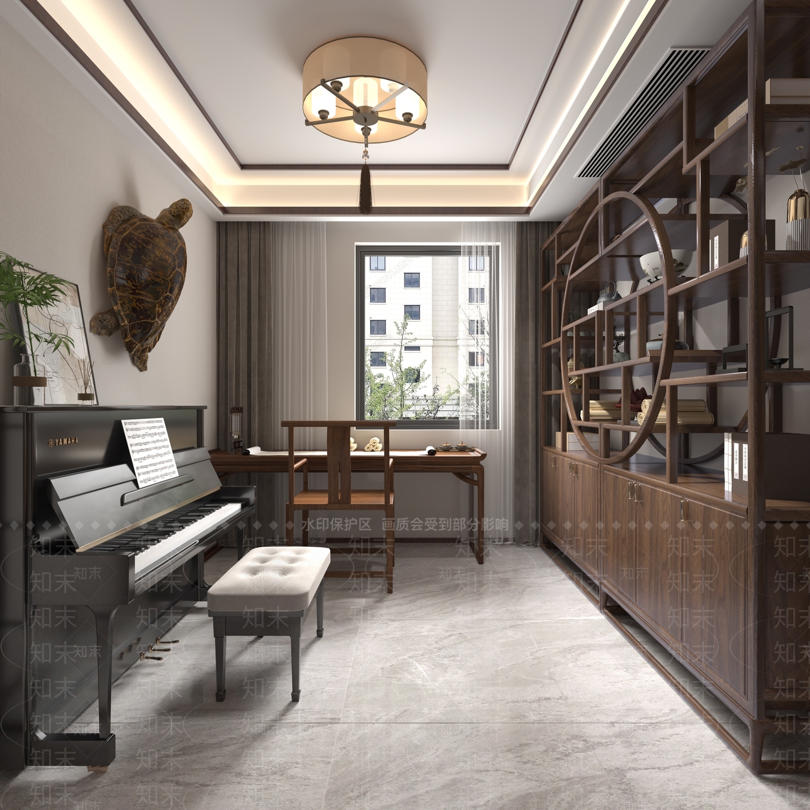 新中式中式书房3D模型下载【ID:1182231561】