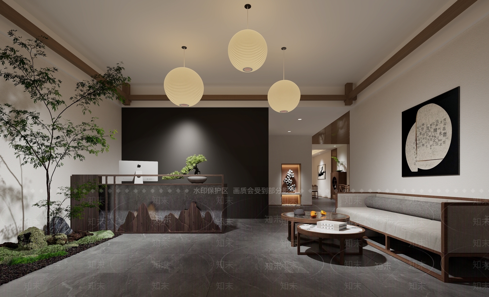 新中式茶馆3D模型下载【ID:1182244263】