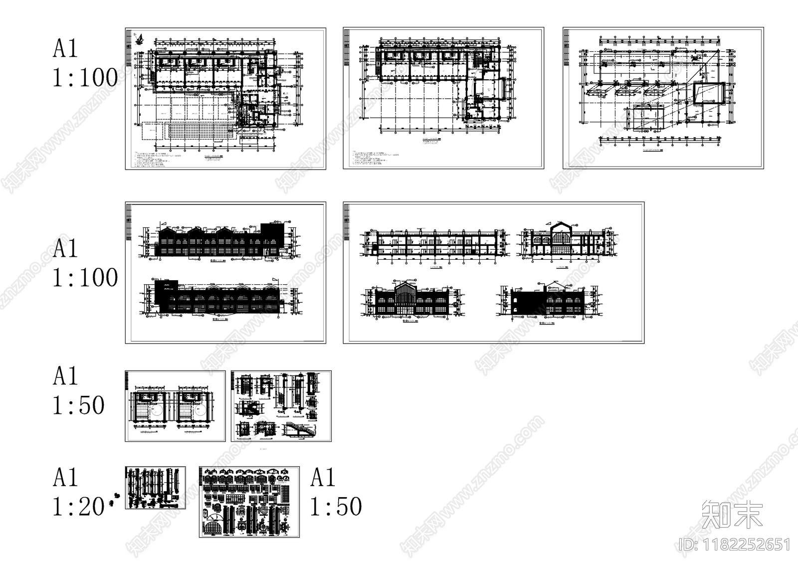 现代简欧幼儿园建筑cad施工图下载【ID:1182252651】
