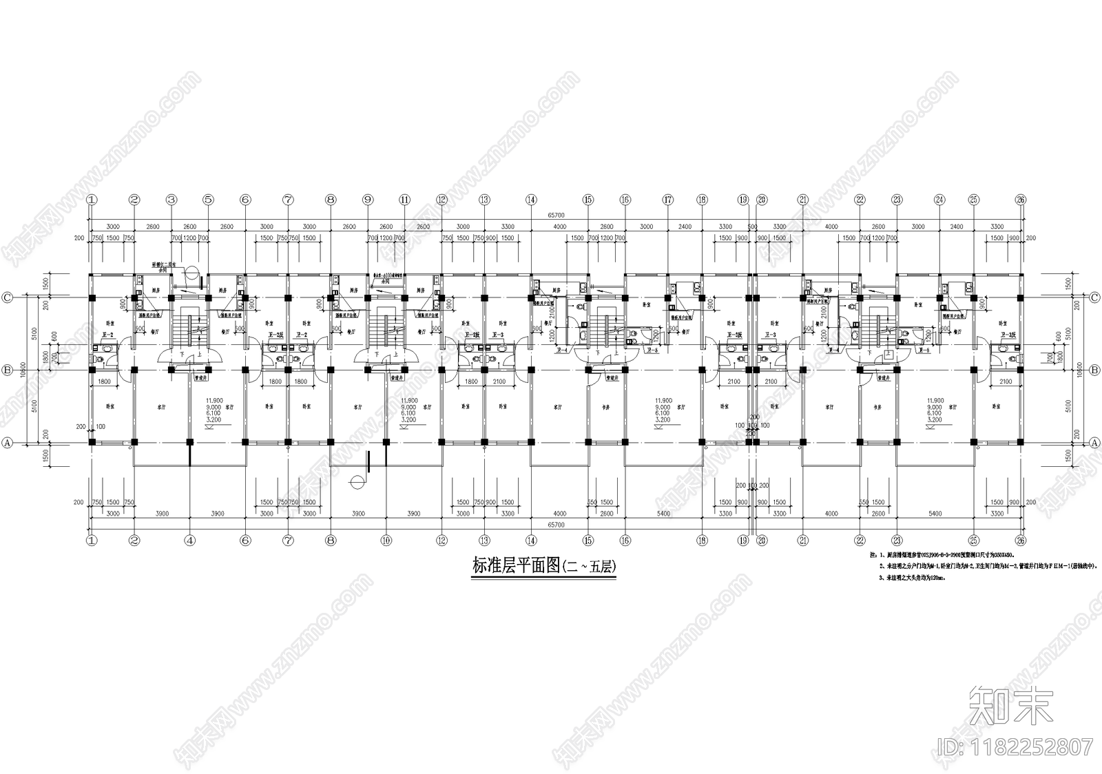 住宅楼建筑施工图下载【ID:1182252807】