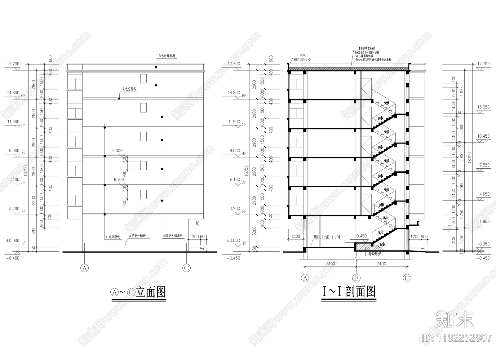 住宅楼建筑cad施工图下载【ID:1182252807】