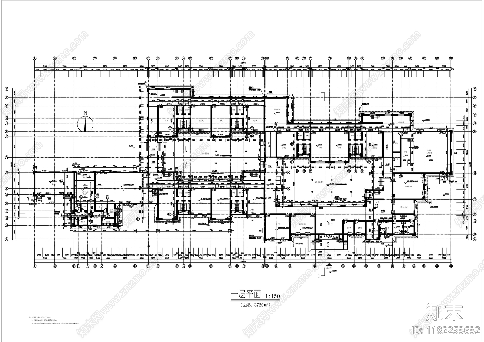 现代新中式幼儿园建筑cad施工图下载【ID:1182253632】