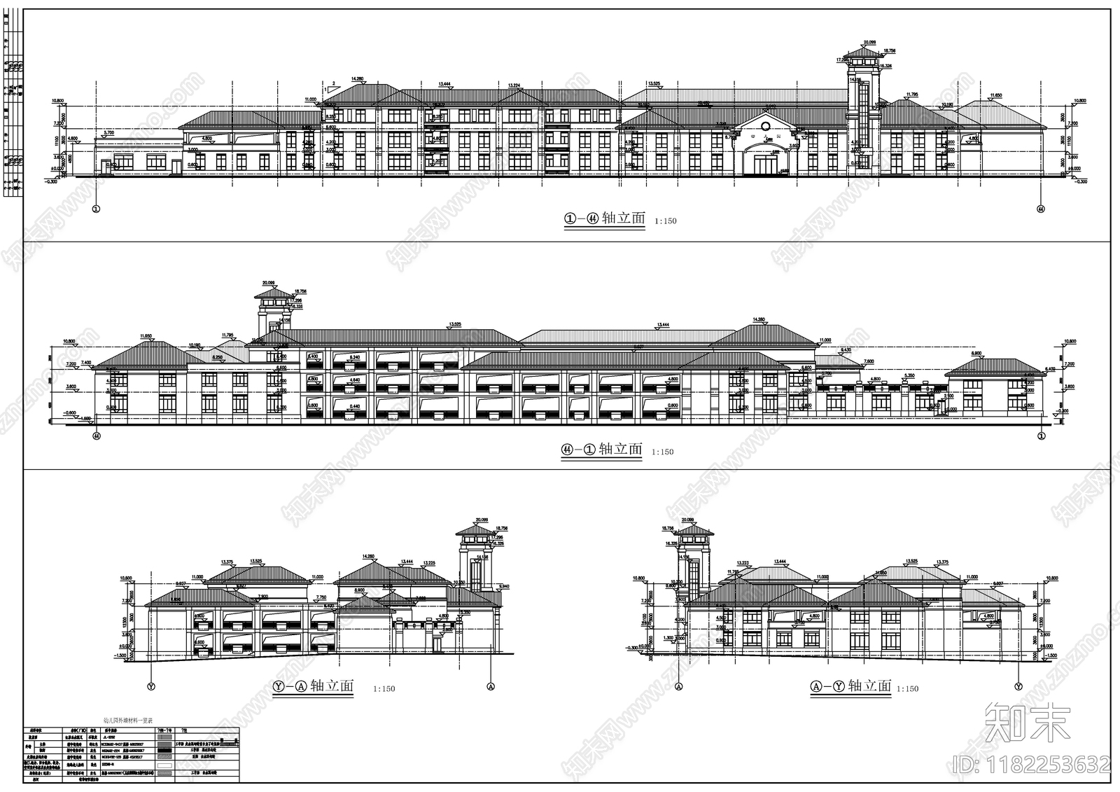 现代新中式幼儿园建筑cad施工图下载【ID:1182253632】