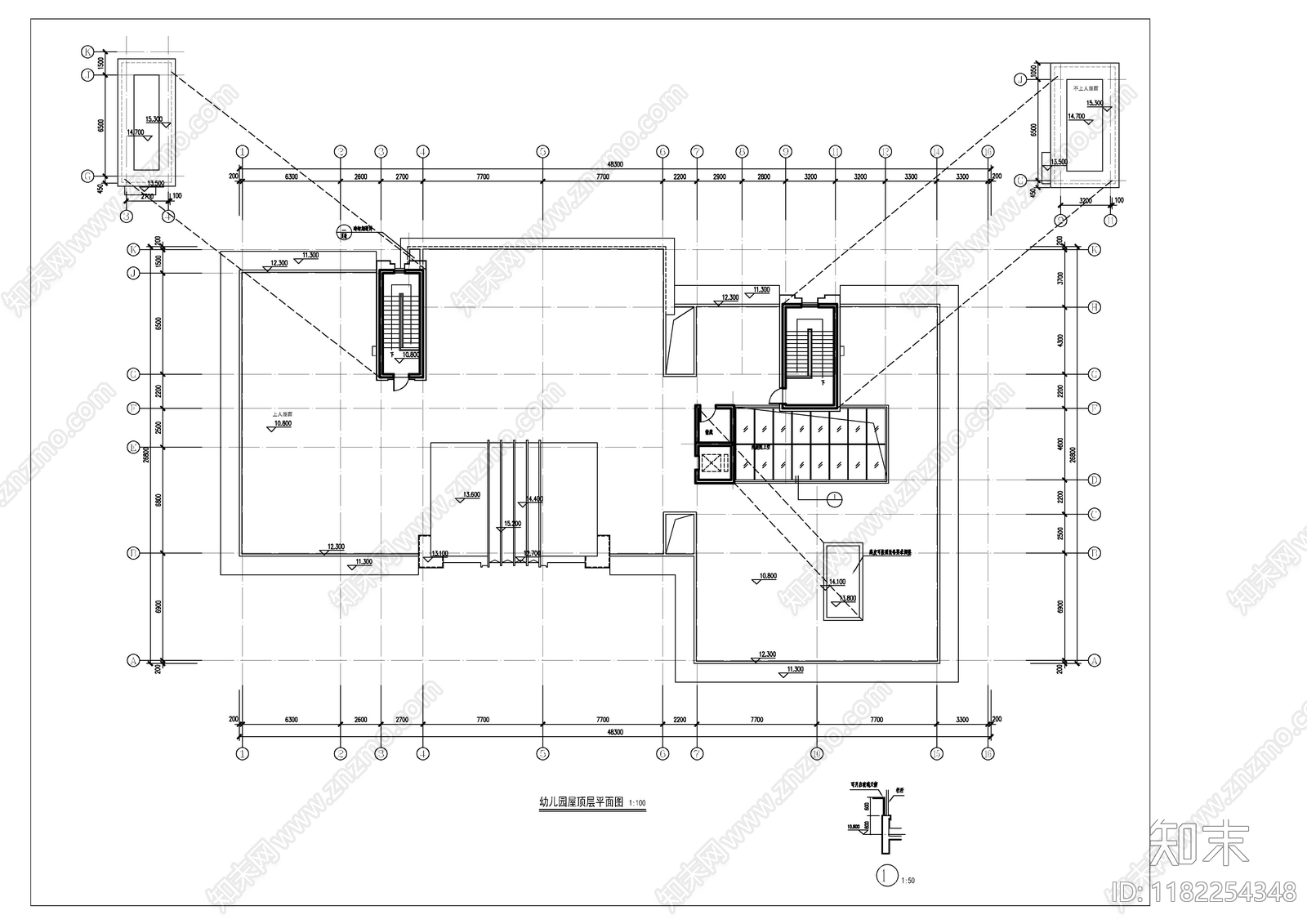 现代新中式幼儿园建筑cad施工图下载【ID:1182254348】