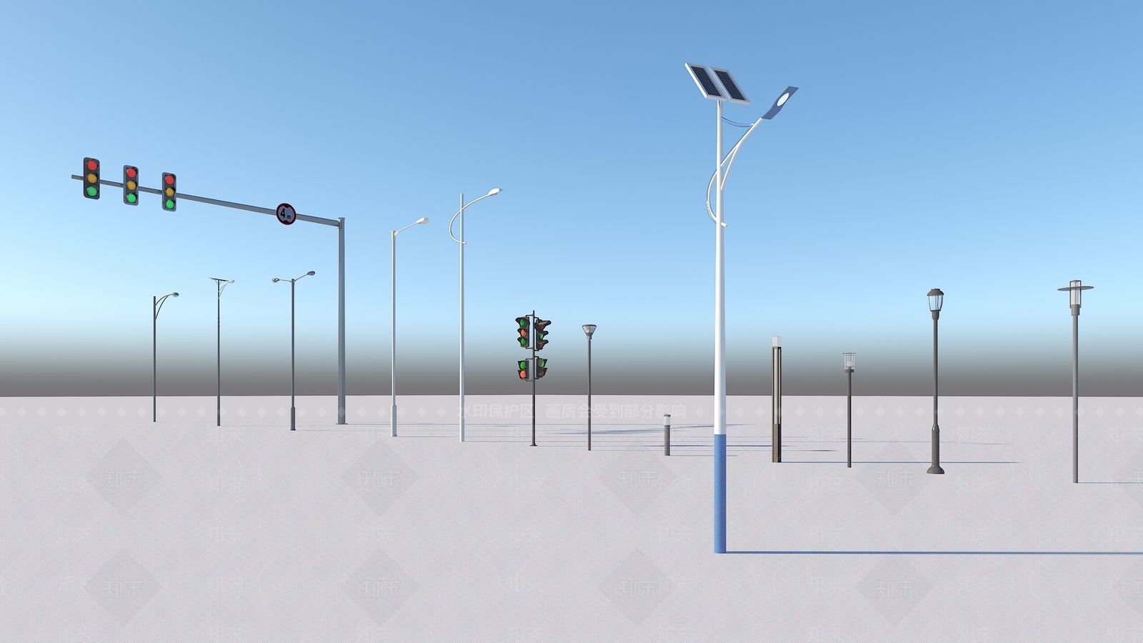 现代路灯3D模型下载【ID:1182254599】