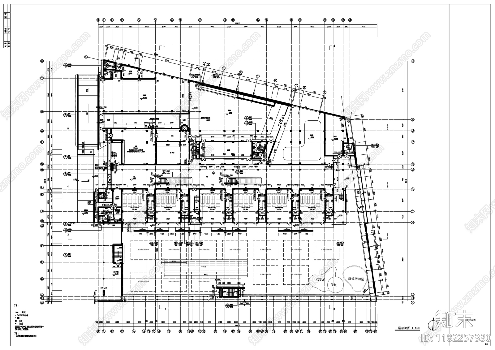 现代幼儿园建筑cad施工图下载【ID:1182257330】