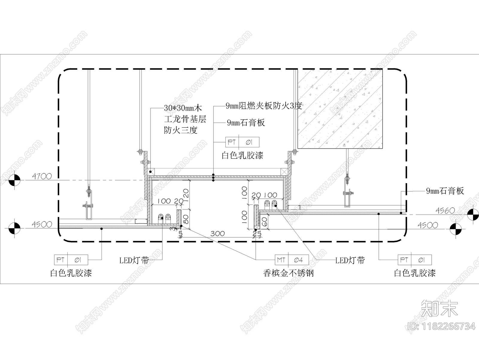 现代吊顶节点cad施工图下载【ID:1182266734】