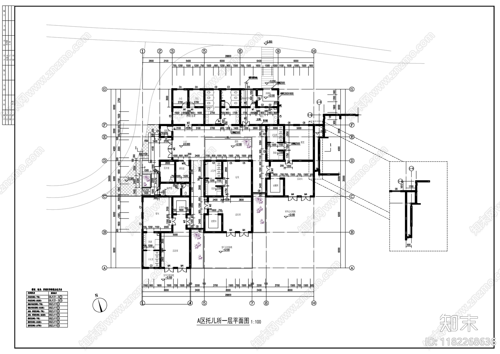 现代幼儿园建筑cad施工图下载【ID:1182268636】