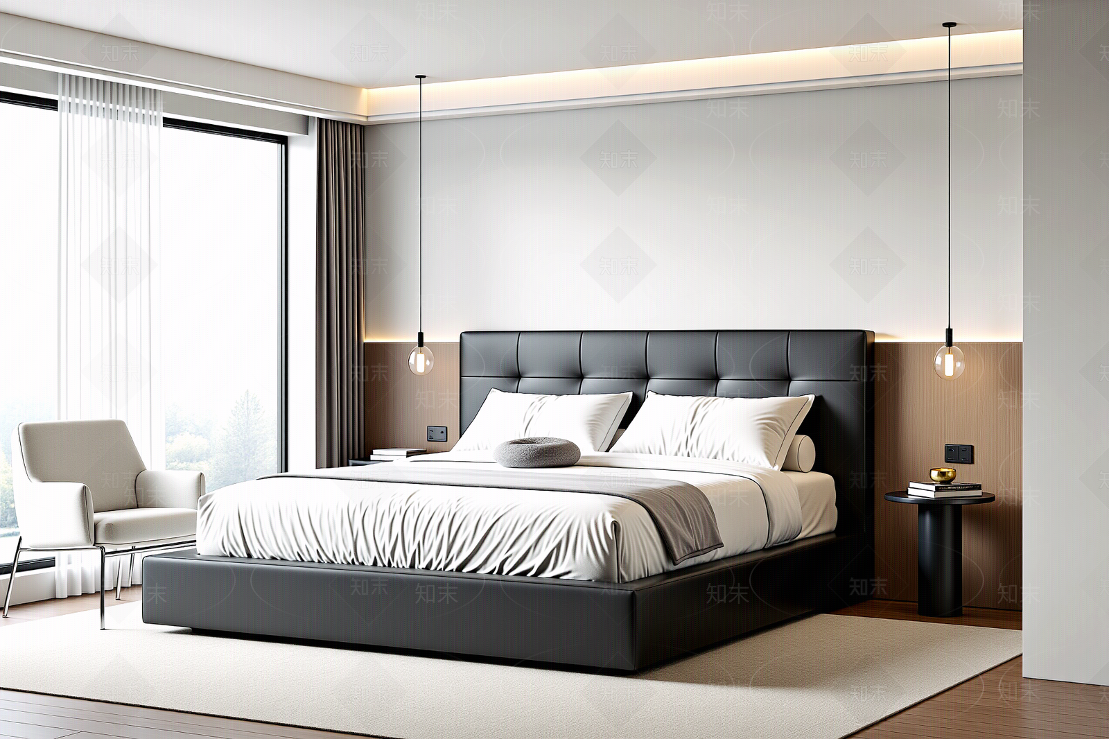 新中式现代卧室贴图下载【ID:1182271756】