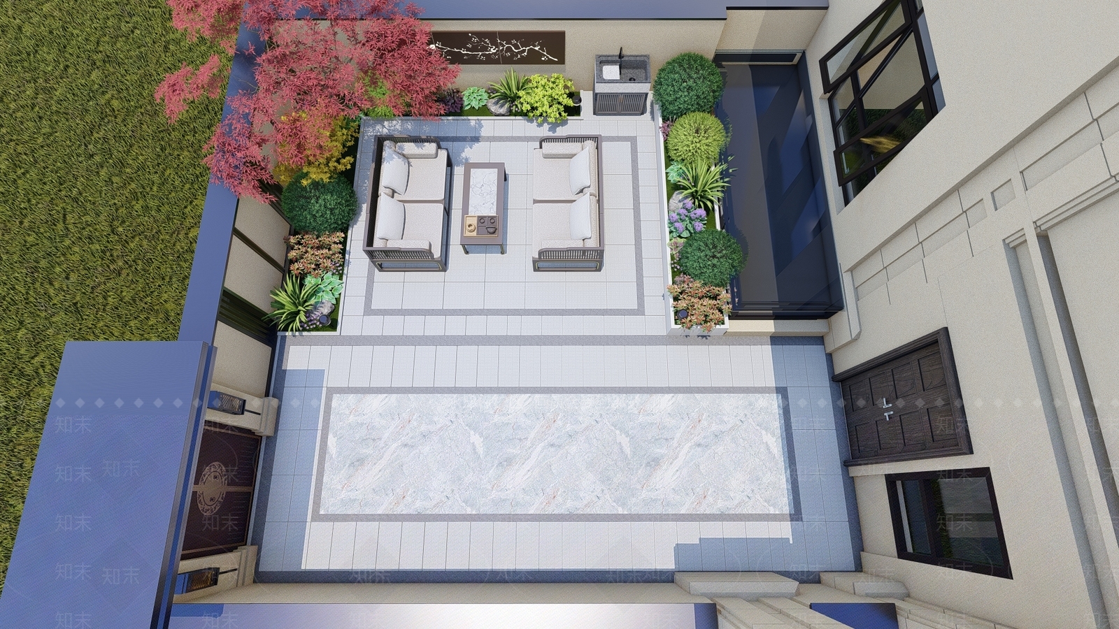 中式别墅庭院SU模型下载【ID:1182272195】