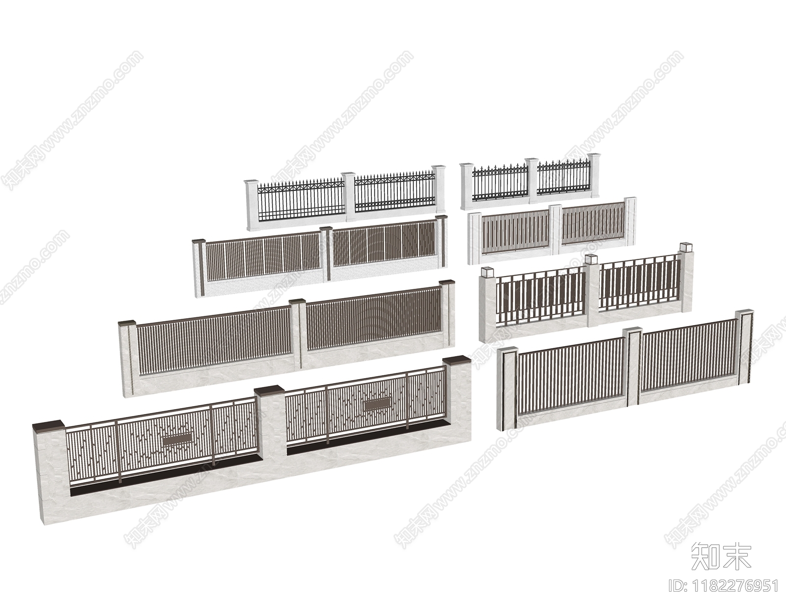 现代围墙SU模型下载【ID:1182276951】