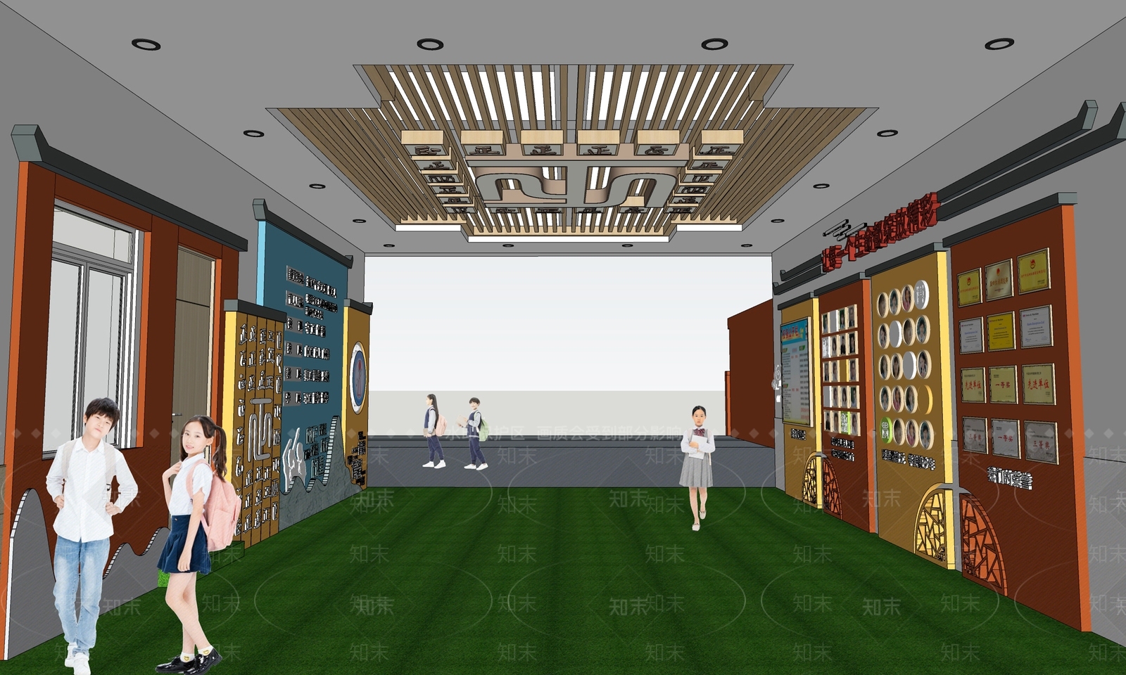 新中式其他学校空间SU模型下载【ID:1182282320】