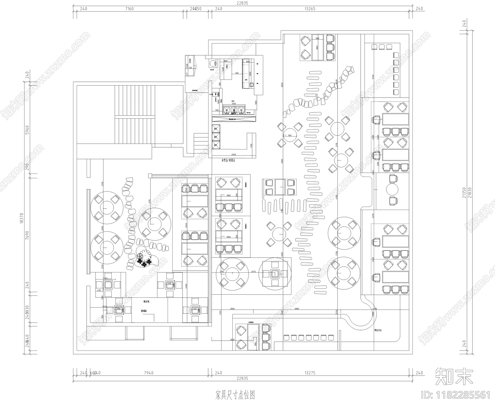 现代餐厅cad施工图下载【ID:1182285561】
