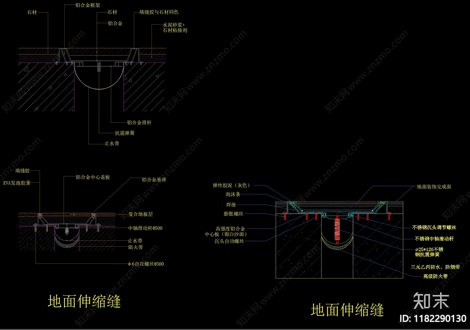 现代地面节点cad施工图下载【ID:1182290130】