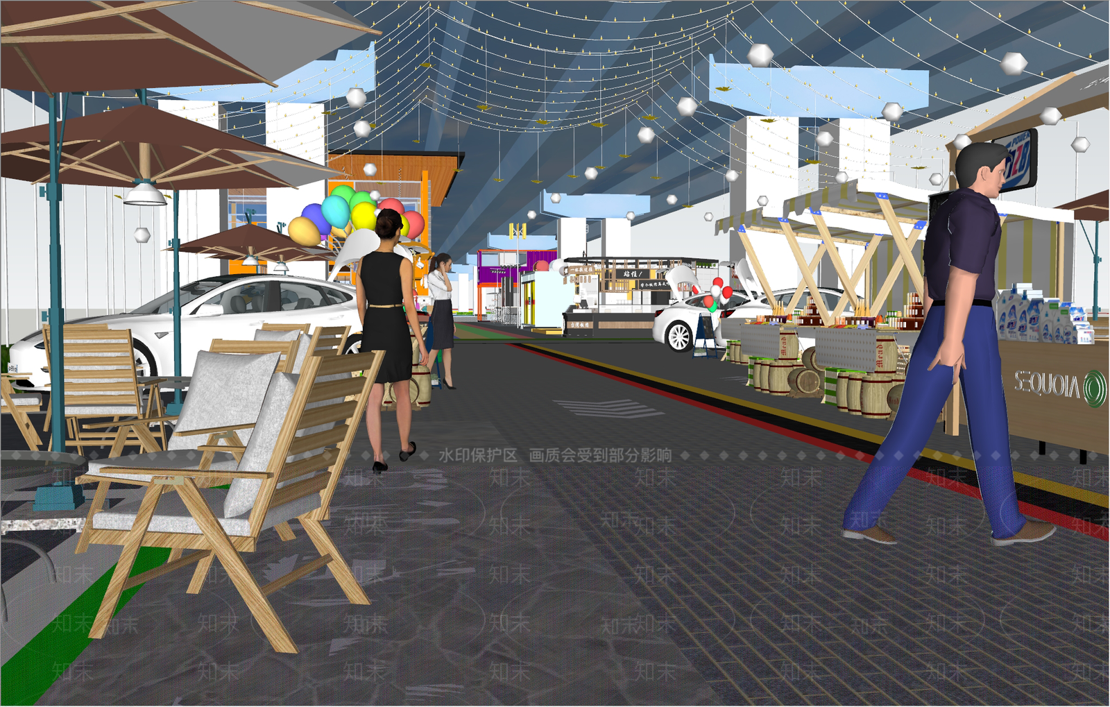 新中式现代商业景观SU模型下载【ID:1182293922】