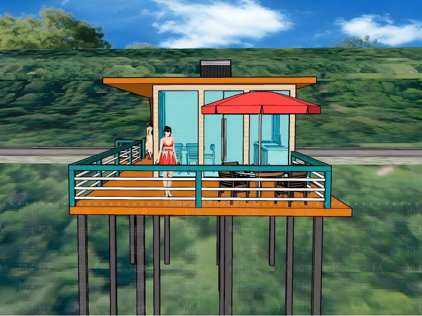 现代民宿建筑SU模型下载【ID:1182296079】