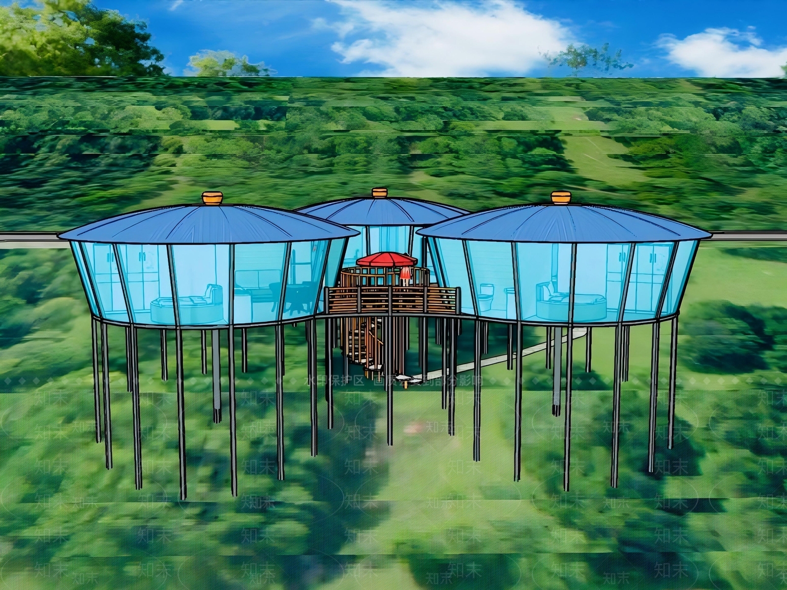 现代民宿建筑SU模型下载【ID:1182296629】