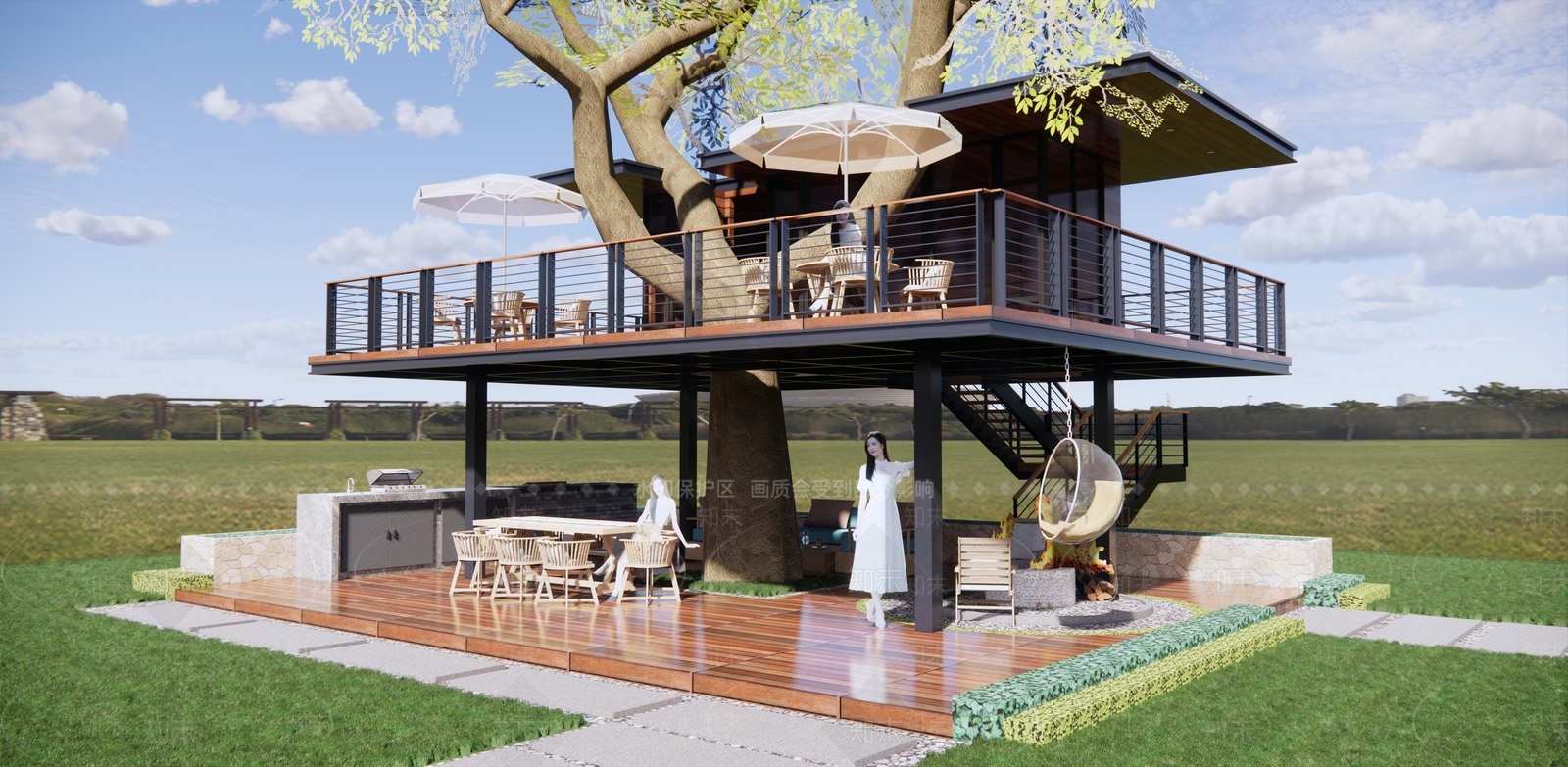 现代树屋SU模型下载【ID:1182302381】