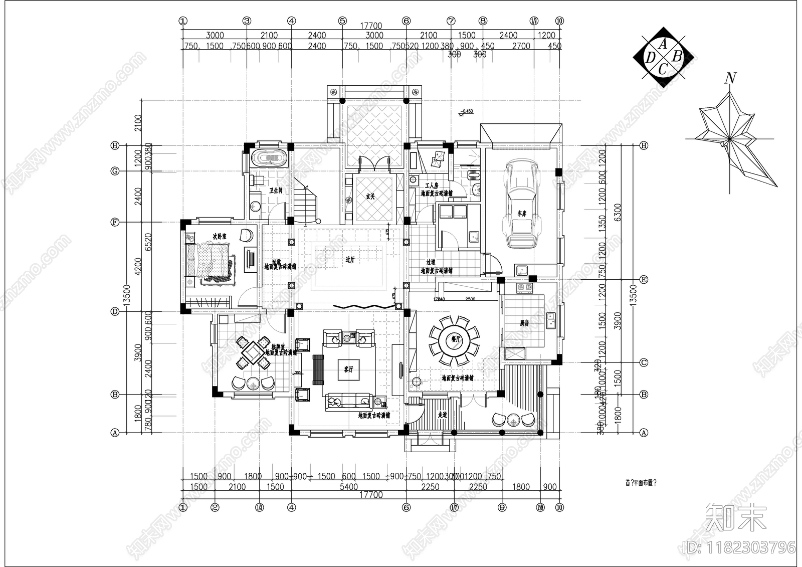 别墅cad施工图下载【ID:1182303796】