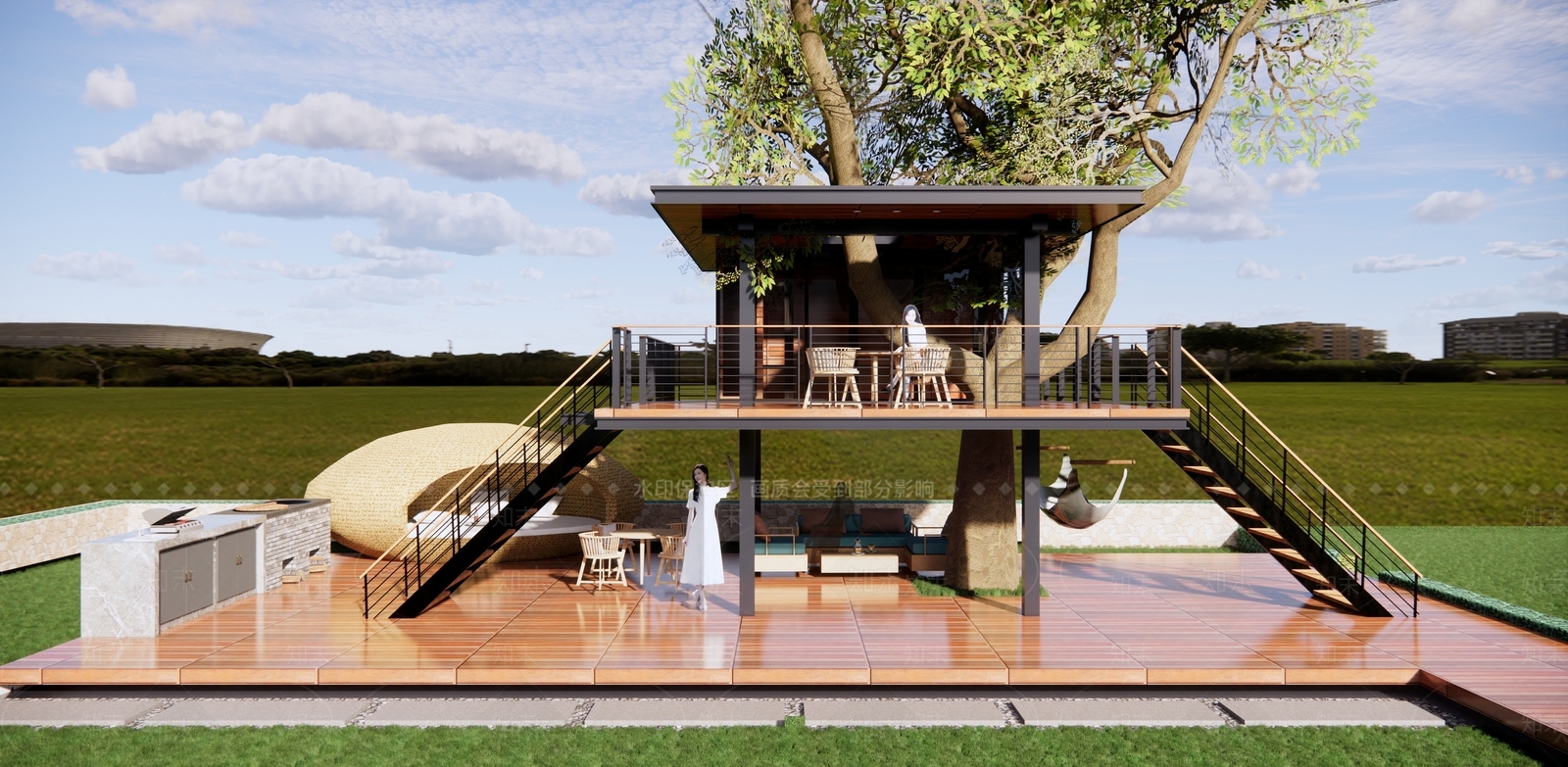 现代树屋SU模型下载【ID:1182304431】