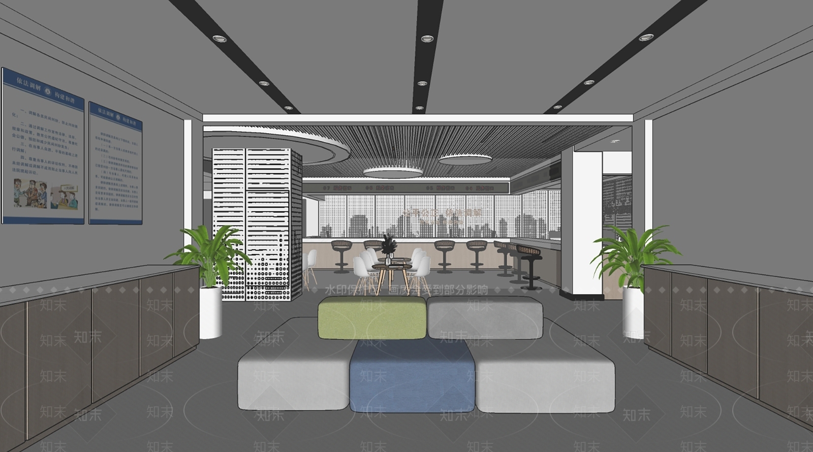 现代办公大堂SU模型下载【ID:1182304797】