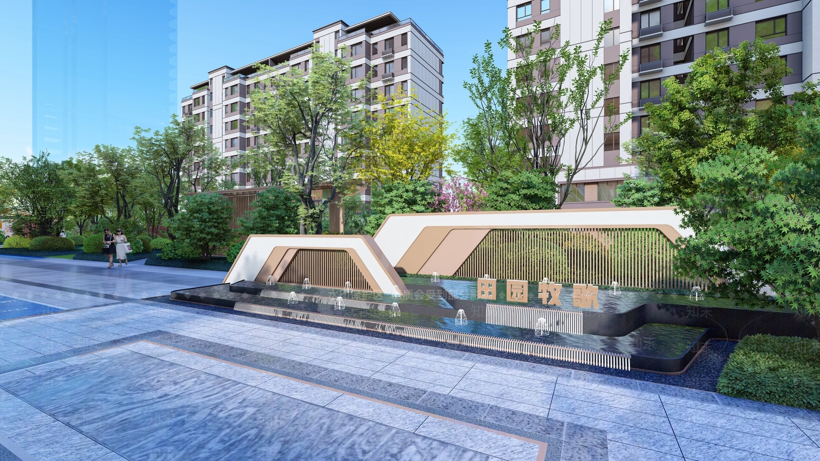 现代景墙SU模型下载【ID:1182305739】