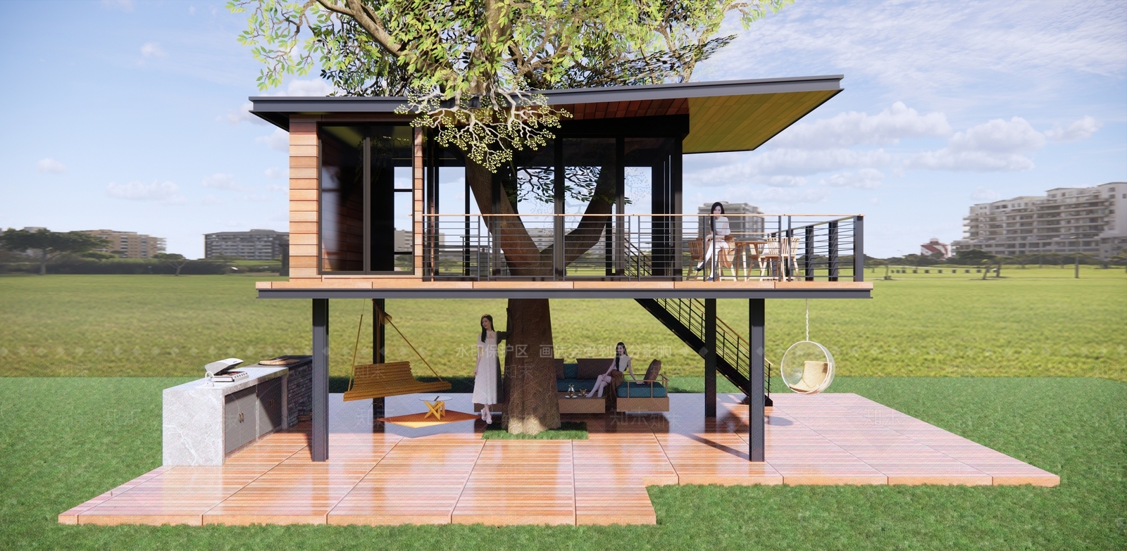 现代树屋SU模型下载【ID:1182307704】