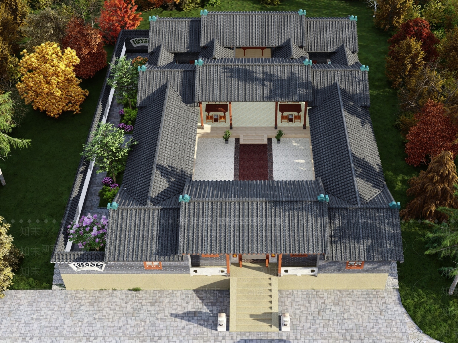 新中式中式四合院SU模型下载【ID:1182308604】