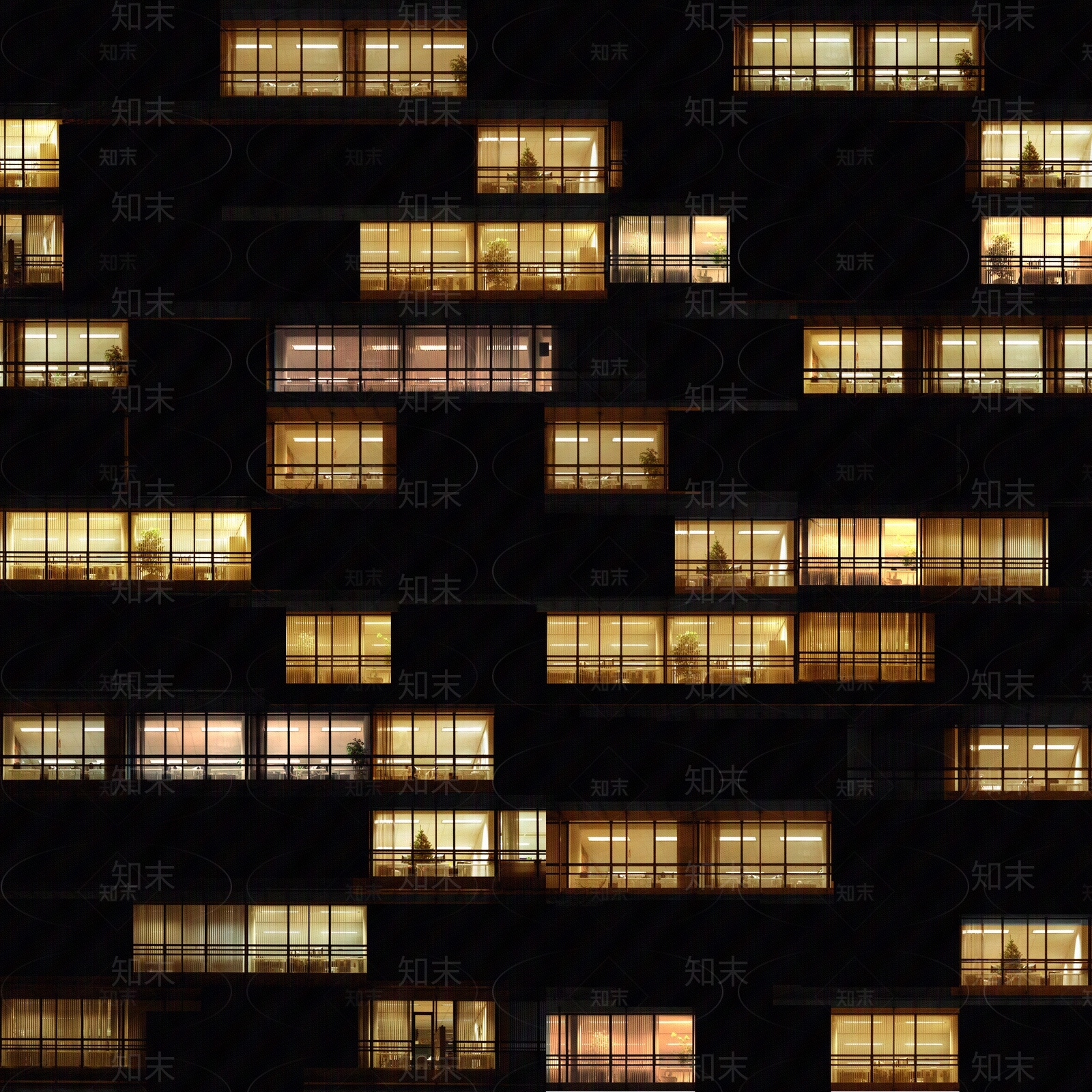 现代新中式外立面贴图下载【ID:1182308681】