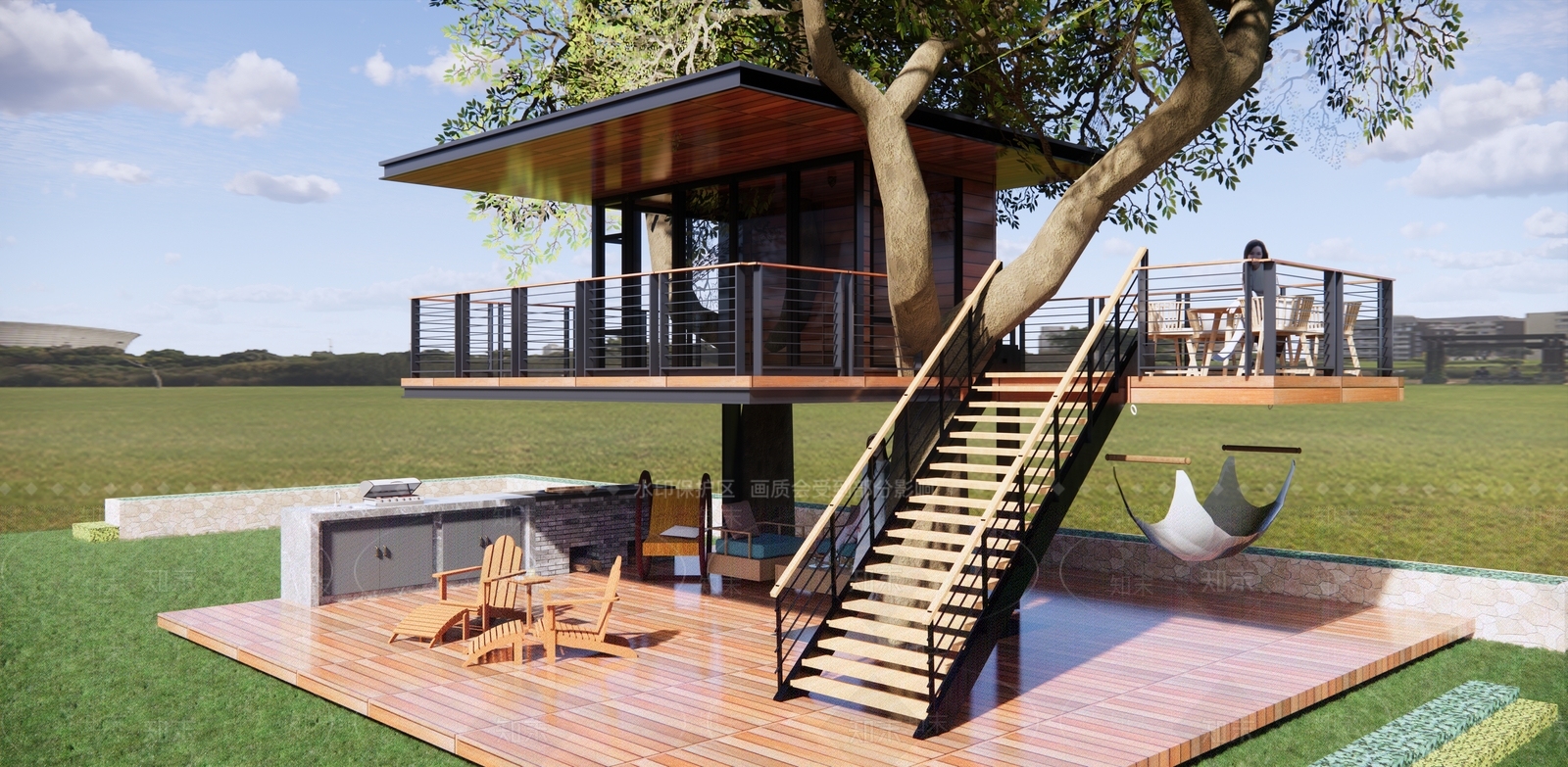 现代树屋SU模型下载【ID:1182312389】