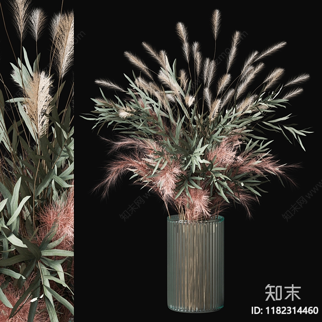 现代花瓶花艺摆件3D模型下载【ID:1182314460】