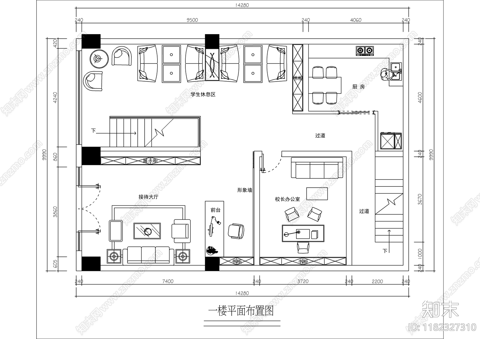 现代极简培训中心cad施工图下载【ID:1182327310】