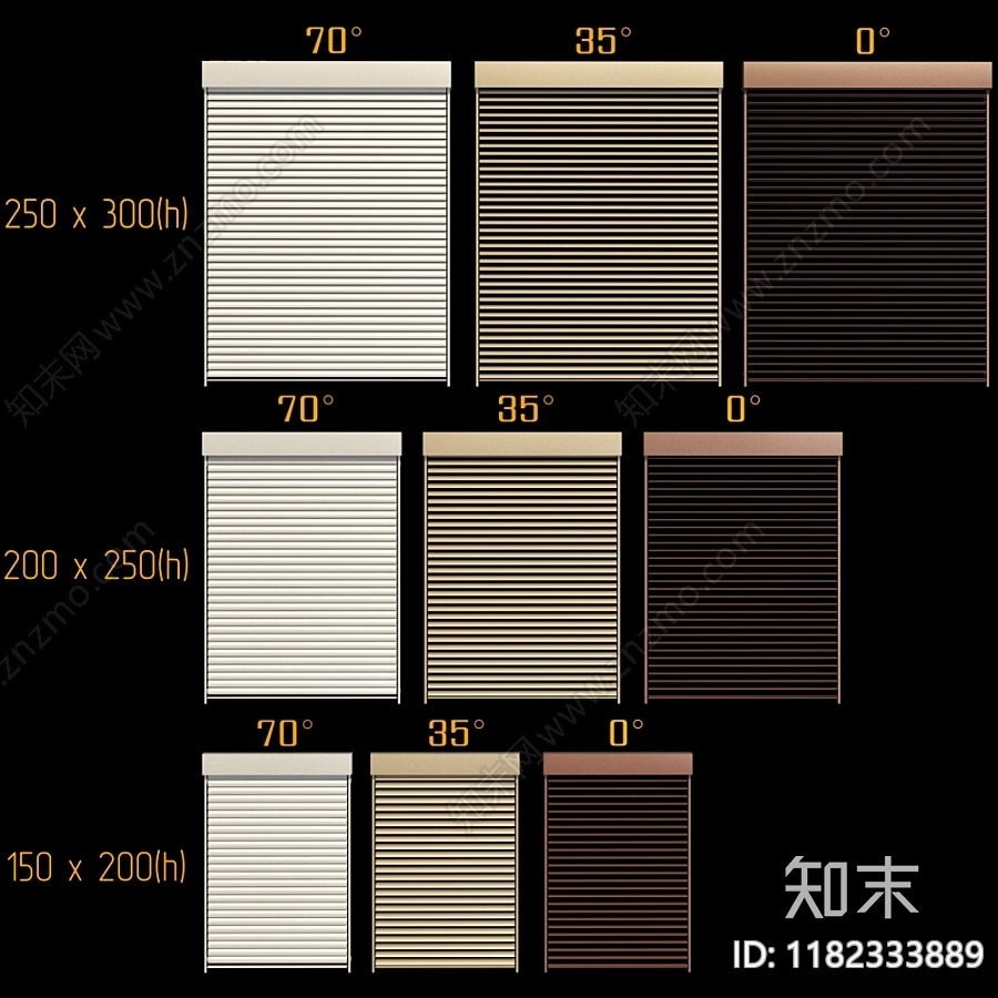 现代门窗用金属百叶窗3D模型下载【ID:1182333889】