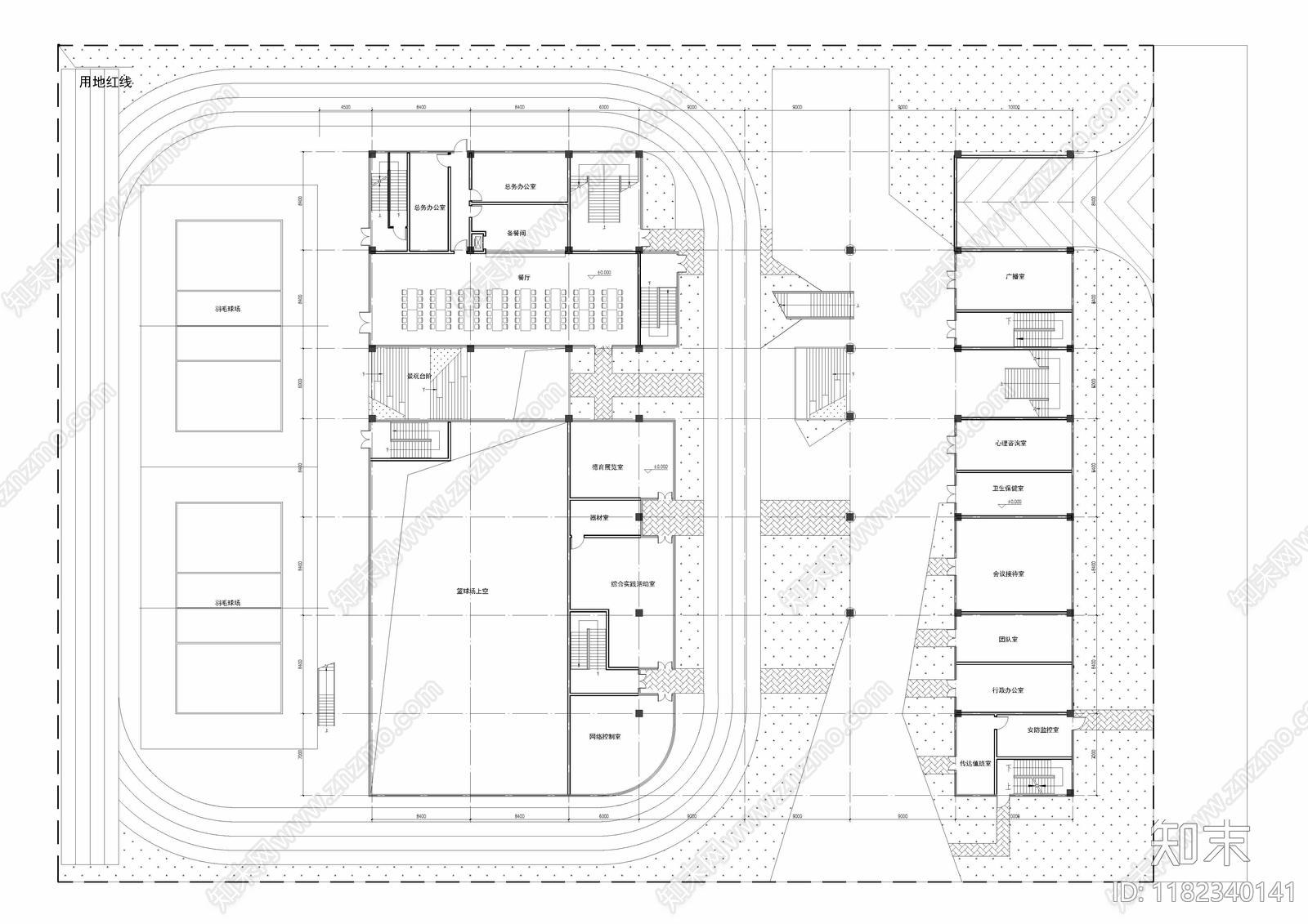 现代学校建筑cad施工图下载【ID:1182340141】