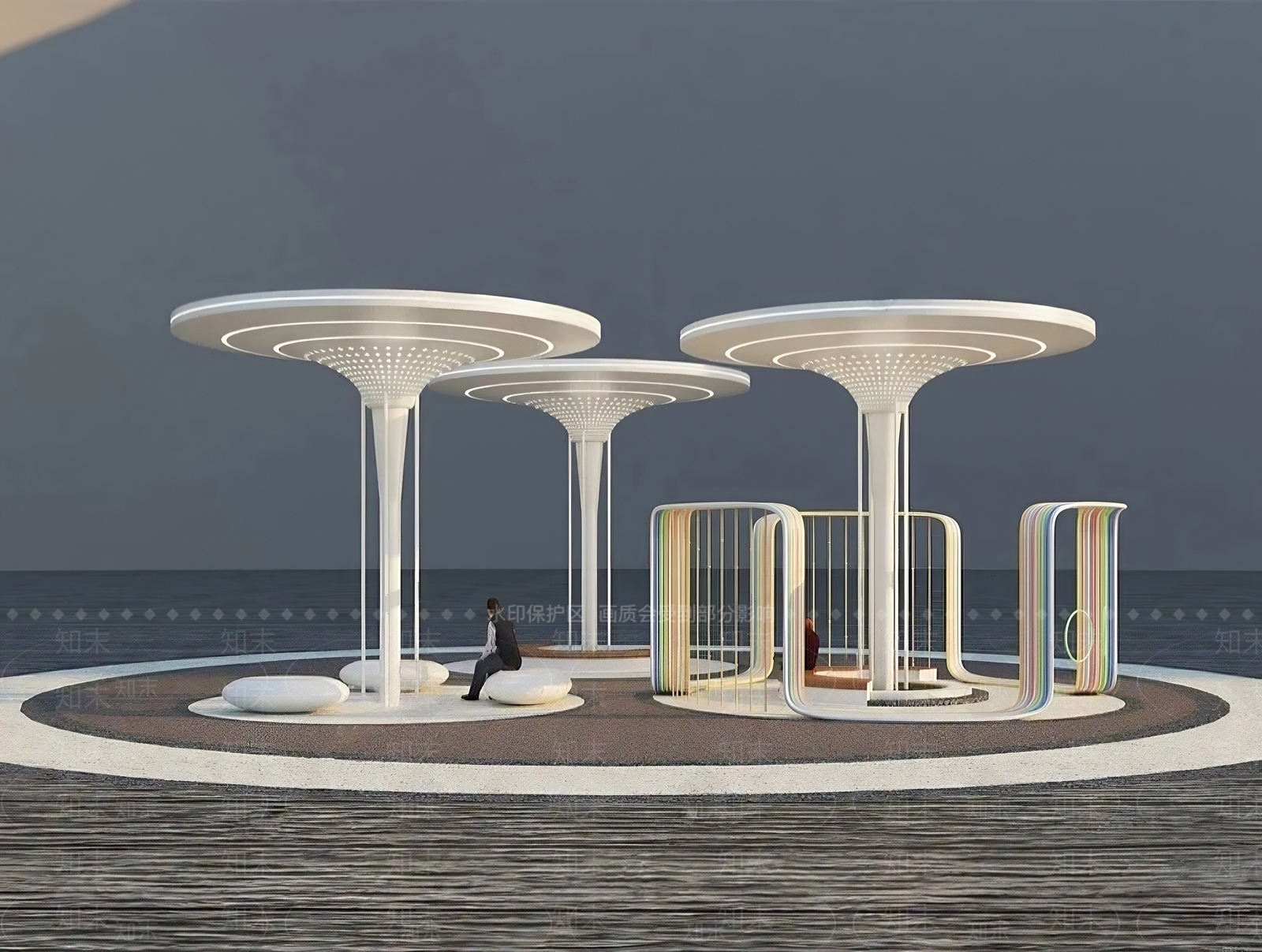 现代廊架3D模型下载【ID:1182340885】