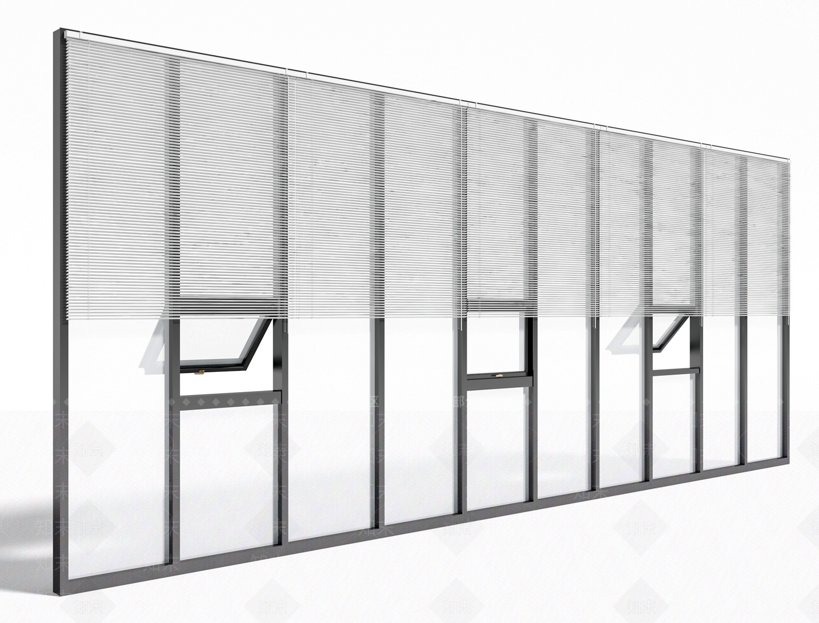 现代落地窗SU模型下载【ID:1182342653】