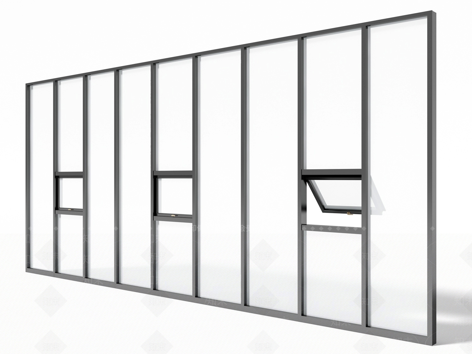 现代落地窗SU模型下载【ID:1182342959】