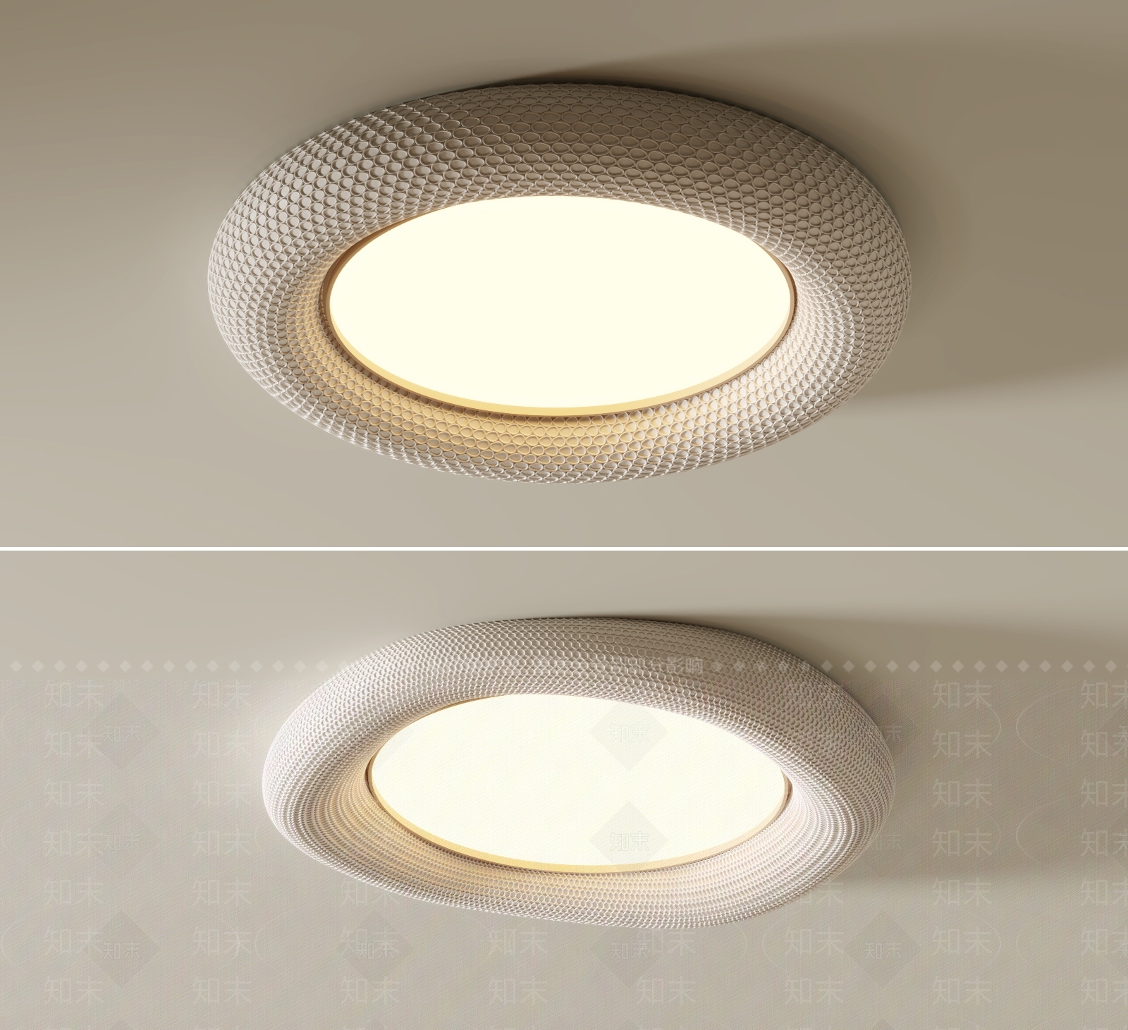 现代侘寂吸顶灯3D模型下载【ID:1182352181】