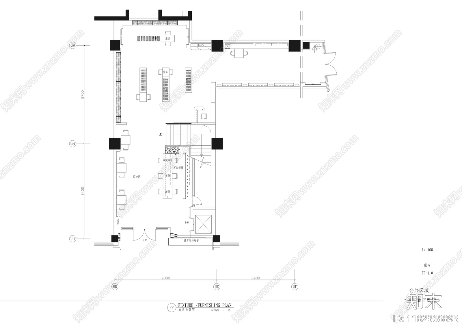 现代眼镜店cad施工图下载【ID:1182368895】
