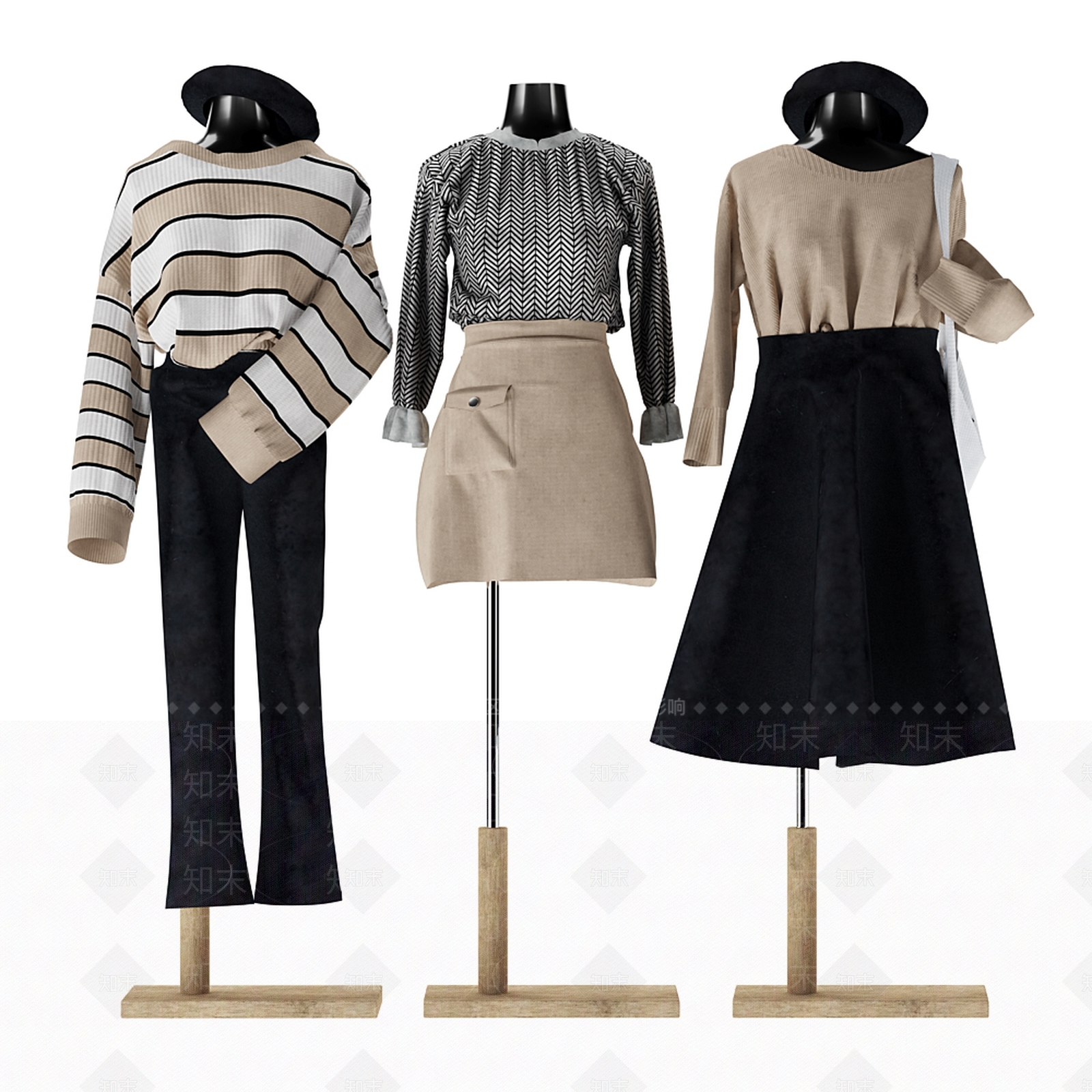 现代橱窗服装模特3D模型下载【ID:1182370490】