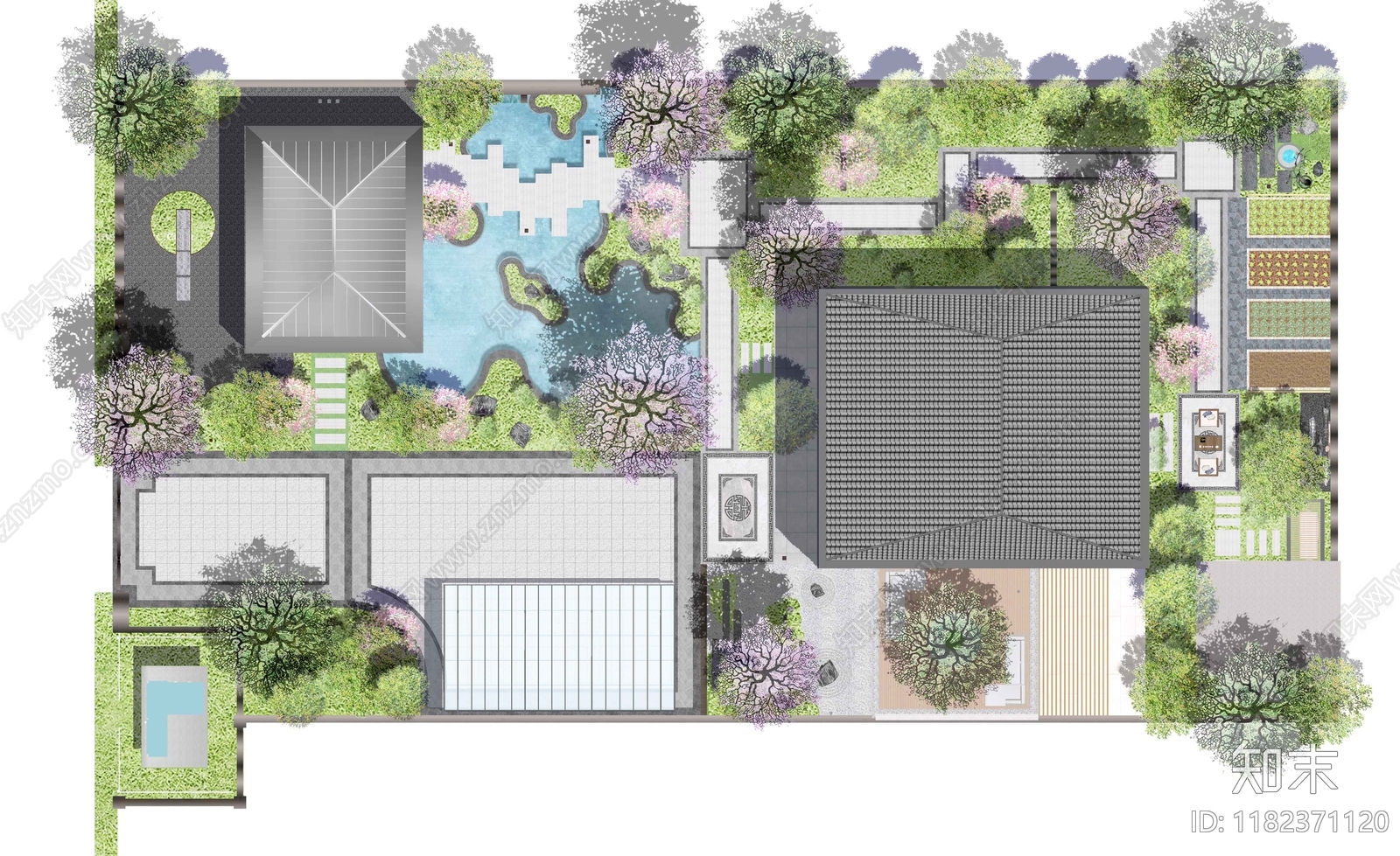 现代庭院施工图下载【ID:1182371120】