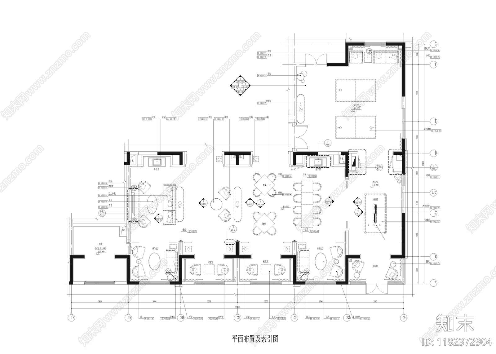 现代新中式棋牌室施工图下载【ID:1182372904】