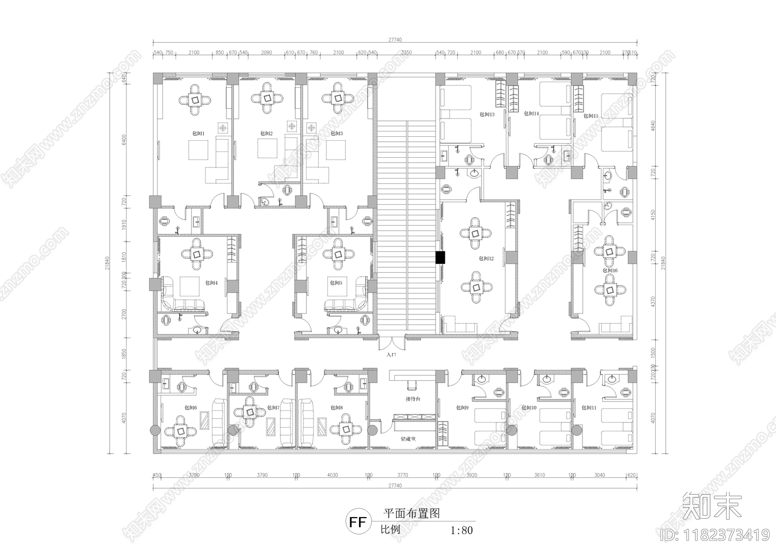 美式棋牌室施工图下载【ID:1182373419】