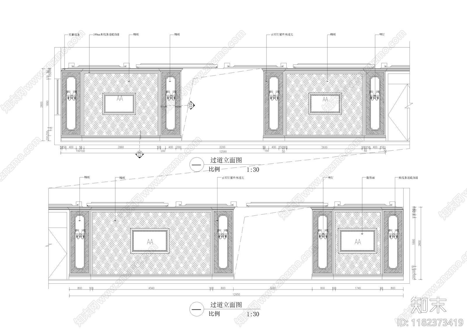 美式棋牌室cad施工图下载【ID:1182373419】