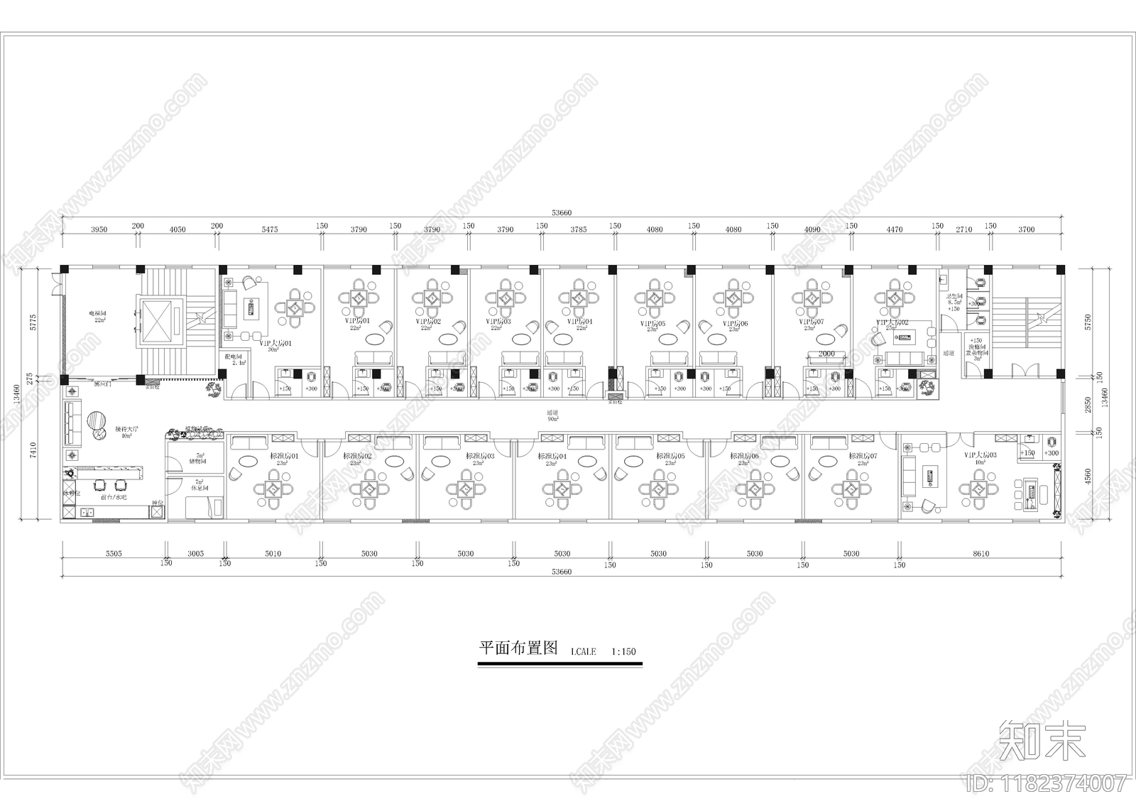 现代棋牌室cad施工图下载【ID:1182374007】