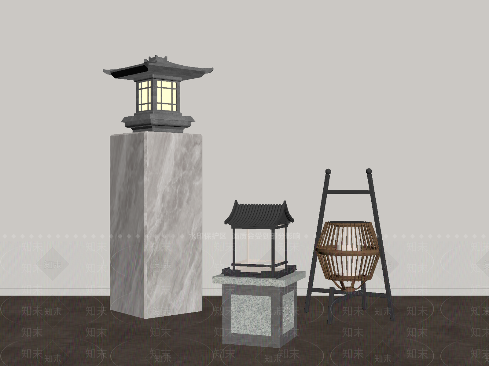 新中式其他灯具SU模型下载【ID:1182376428】