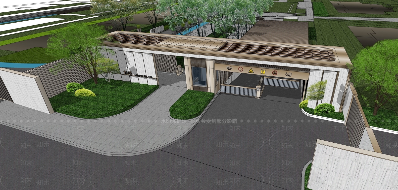 现代小区建筑SU模型下载【ID:1182378558】
