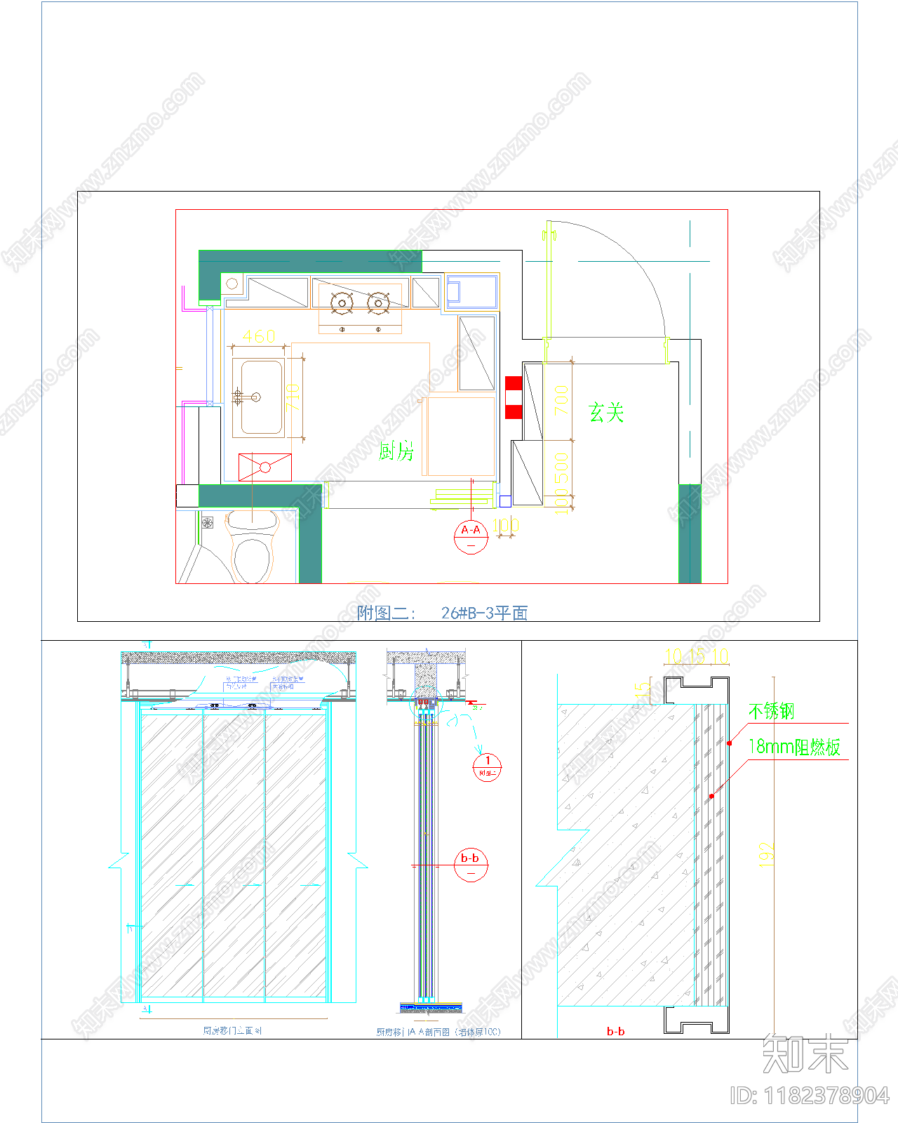 现代门节点cad施工图下载【ID:1182378904】