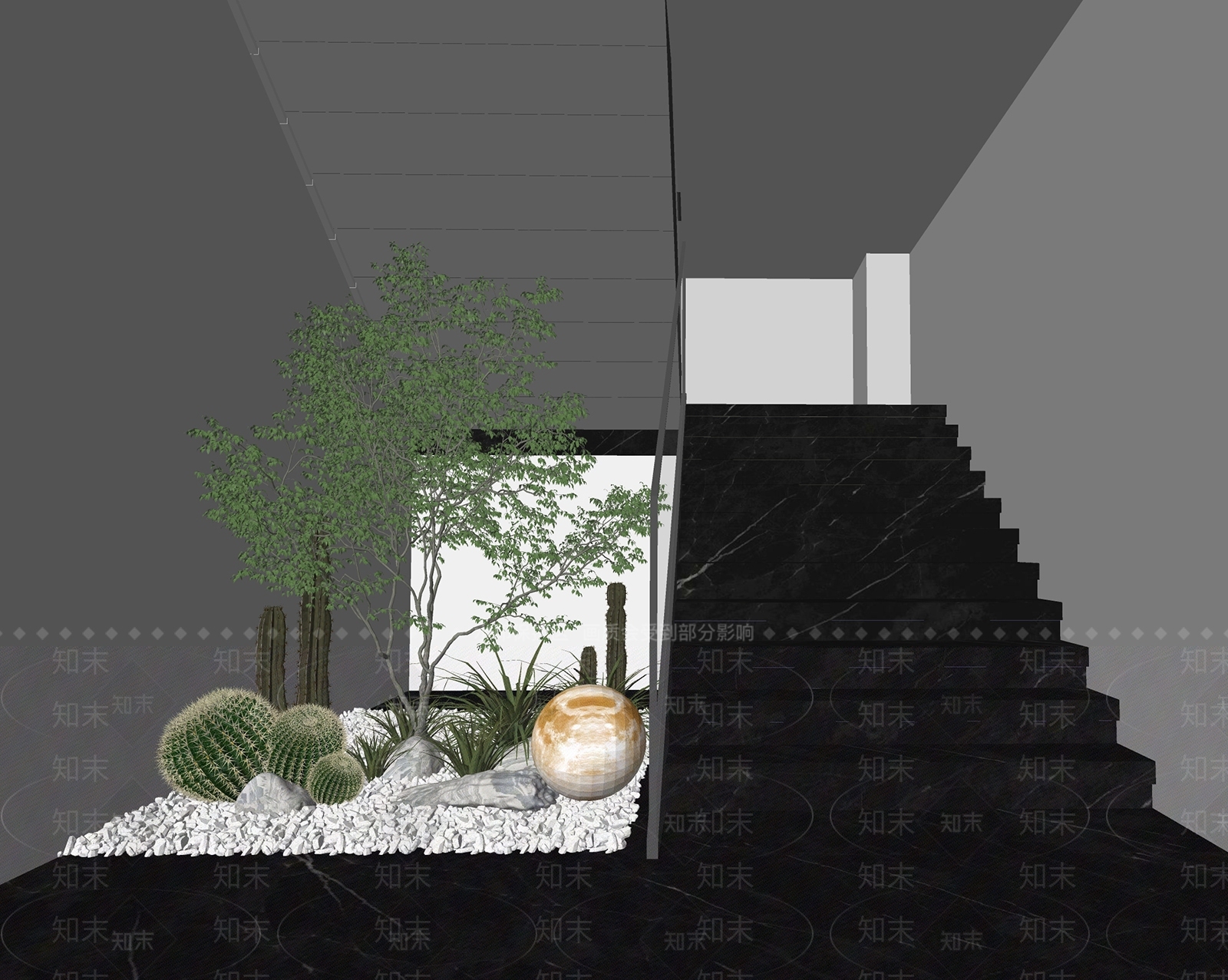 现代楼梯间SU模型下载【ID:1182379757】